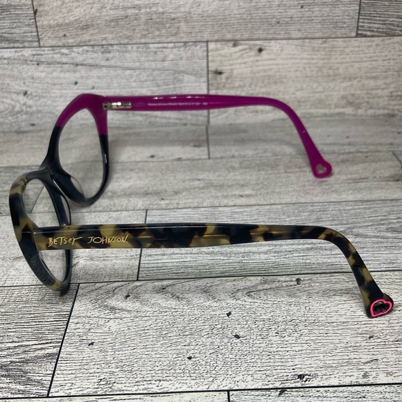 Girls Betsey Johnson Eyeglass Frames Pink Hearts Cheetah Kids Blissful Eyewear - Picture 4 of 7